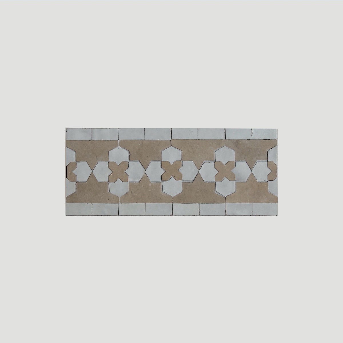 Moroccan Zellige Friso Border Mosaic Snow + Clay by Tiles of Ezra