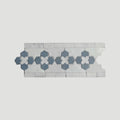 Moroccan Zellige Friso Border Mosaic Snow + Blue Grass by Tiles of Ezra