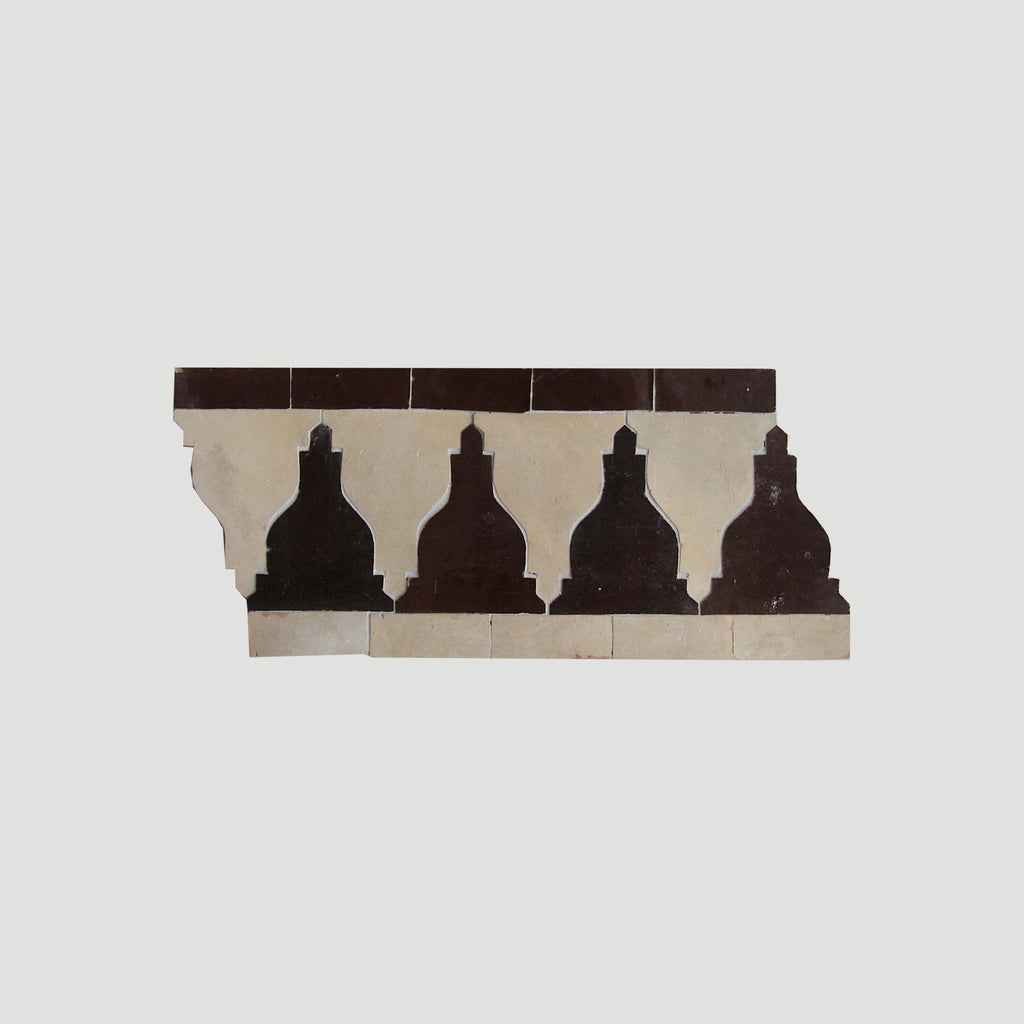Moroccan Zellige Cenefa Border Mosaic Clay + Chocolate by Tiles of Ezra