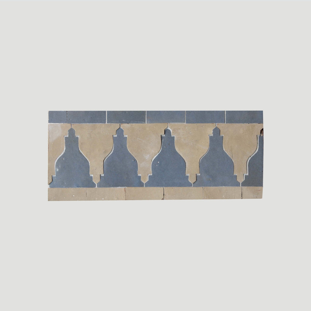 Moroccan Zellige Cenefa Border Mosaic Clay + Clear Sky by Tiles of Ezra