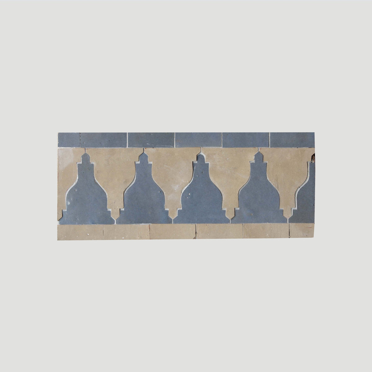 Moroccan Zellige Cenefa Border Mosaic Clay + Clear Sky by Tiles of Ezra