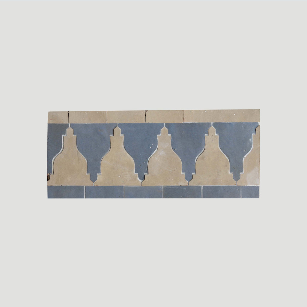 Moroccan Zellige Cenefa Border Mosaic Clay + Clear Sky by Tiles of Ezra
