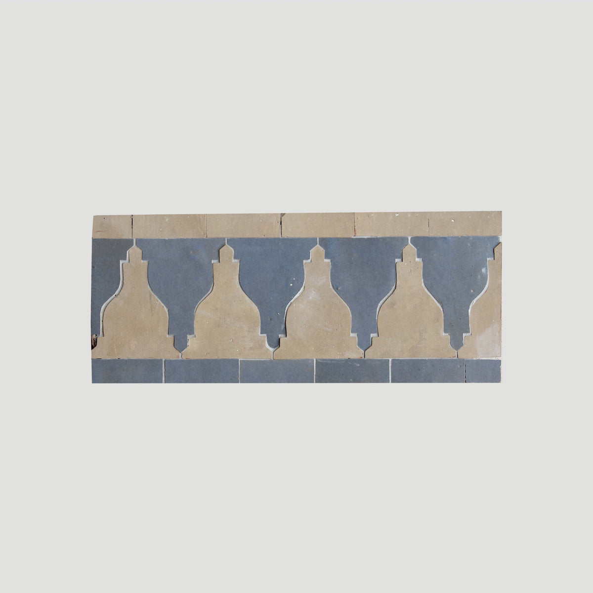Moroccan Zellige Cenefa Border Mosaic Clay + Clear Sky by Tiles of Ezra