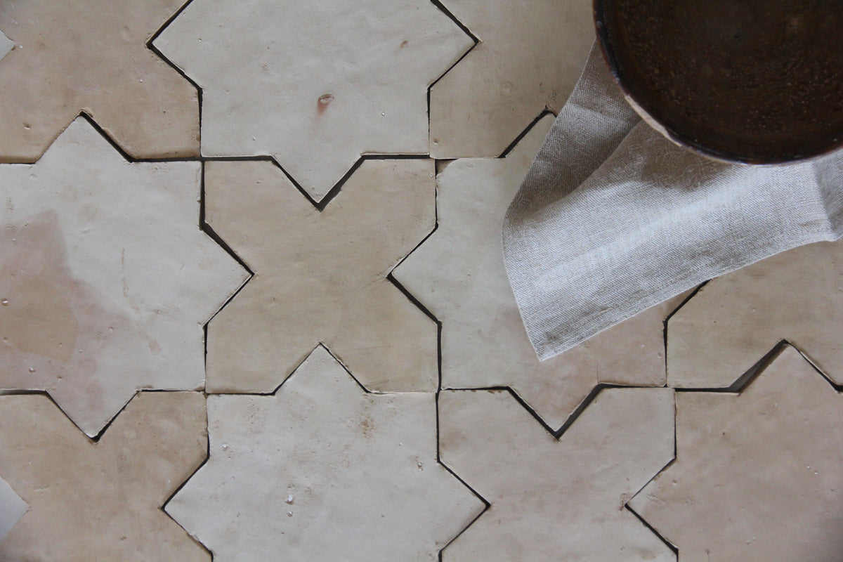 Moroccan Zellige Star + Cross Clay by Tiles of Ezra