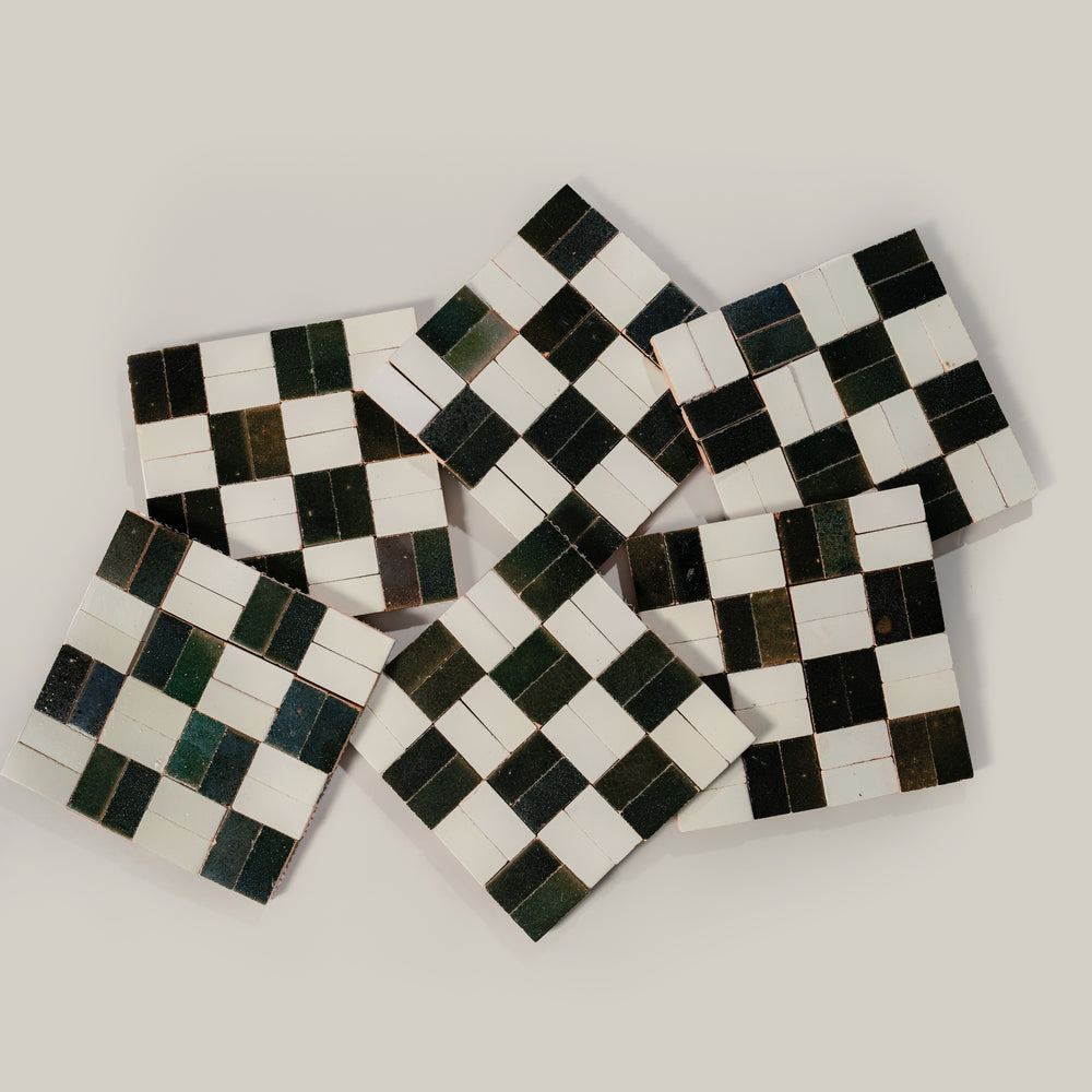 Tierra Checker Nieve Oscuro by Tiles of Ezra