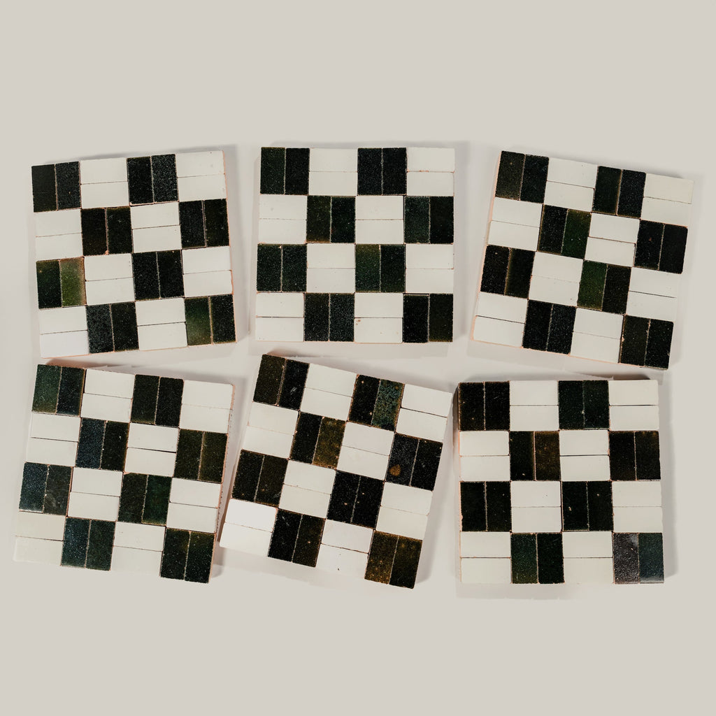 Tierra Checker Nieve Oscuro by Tiles of Ezra