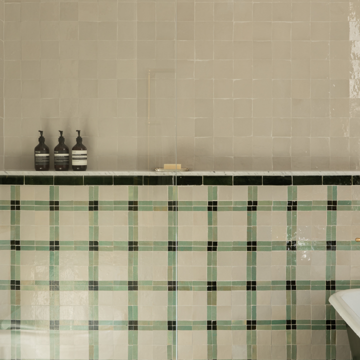 Moroccan Zellige Palacio Mosaic Avocado + Dark Green + Chameleon by Tiles of Ezra