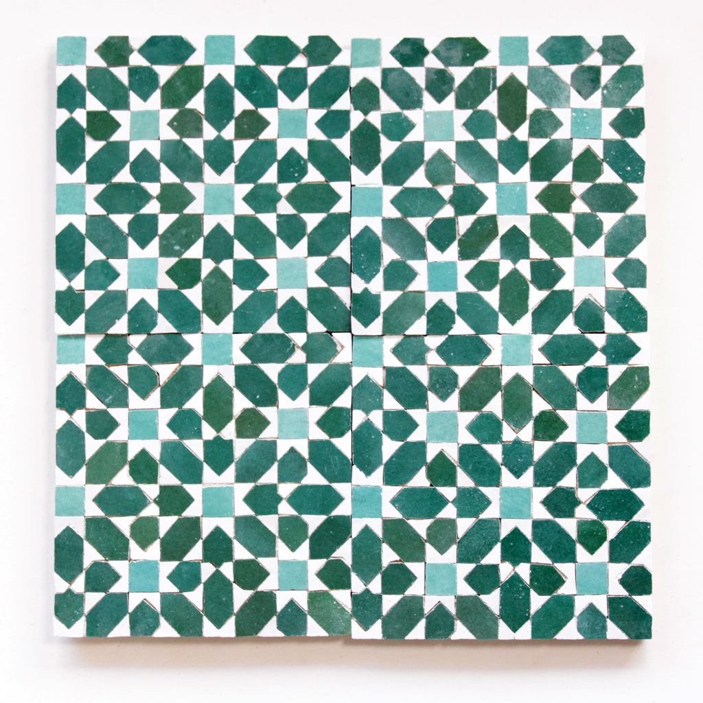 Moroccan Zellige Roseta Mosaic Snow + Forest + Poseidon by Tiles of Ezra