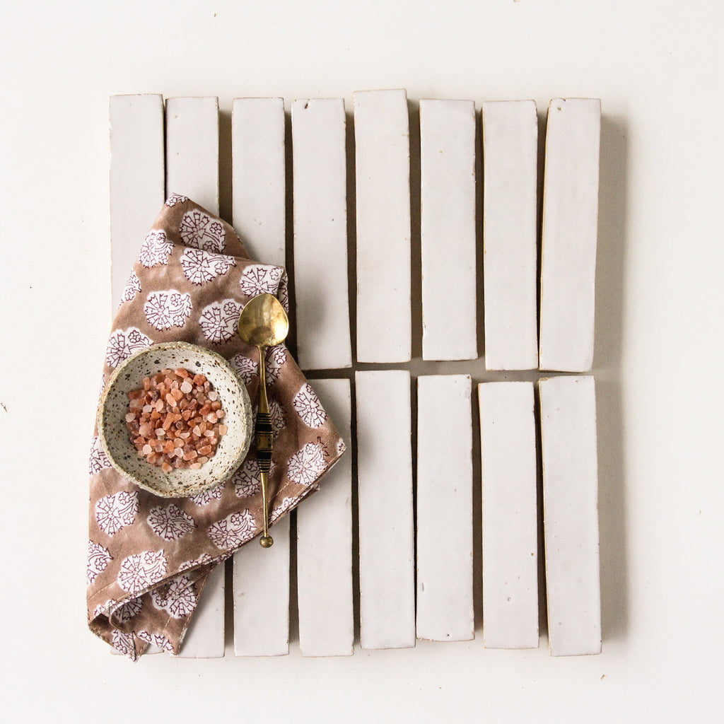 Moroccan Zellige Skinny Bejmat Snow by Tiles of Ezra
