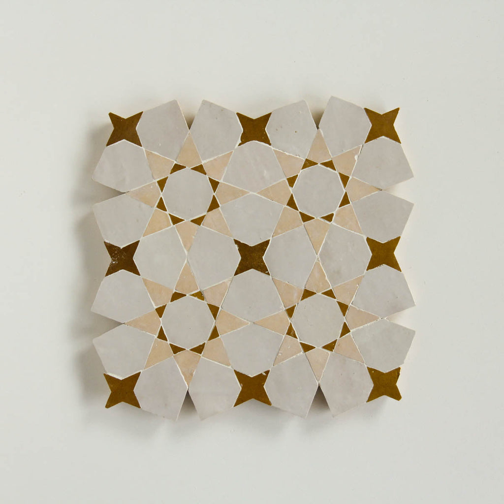 Moroccan Zellige Voluta Large Mosaic Large Format Dust + Clay + Manuka by Tiles of Ezra