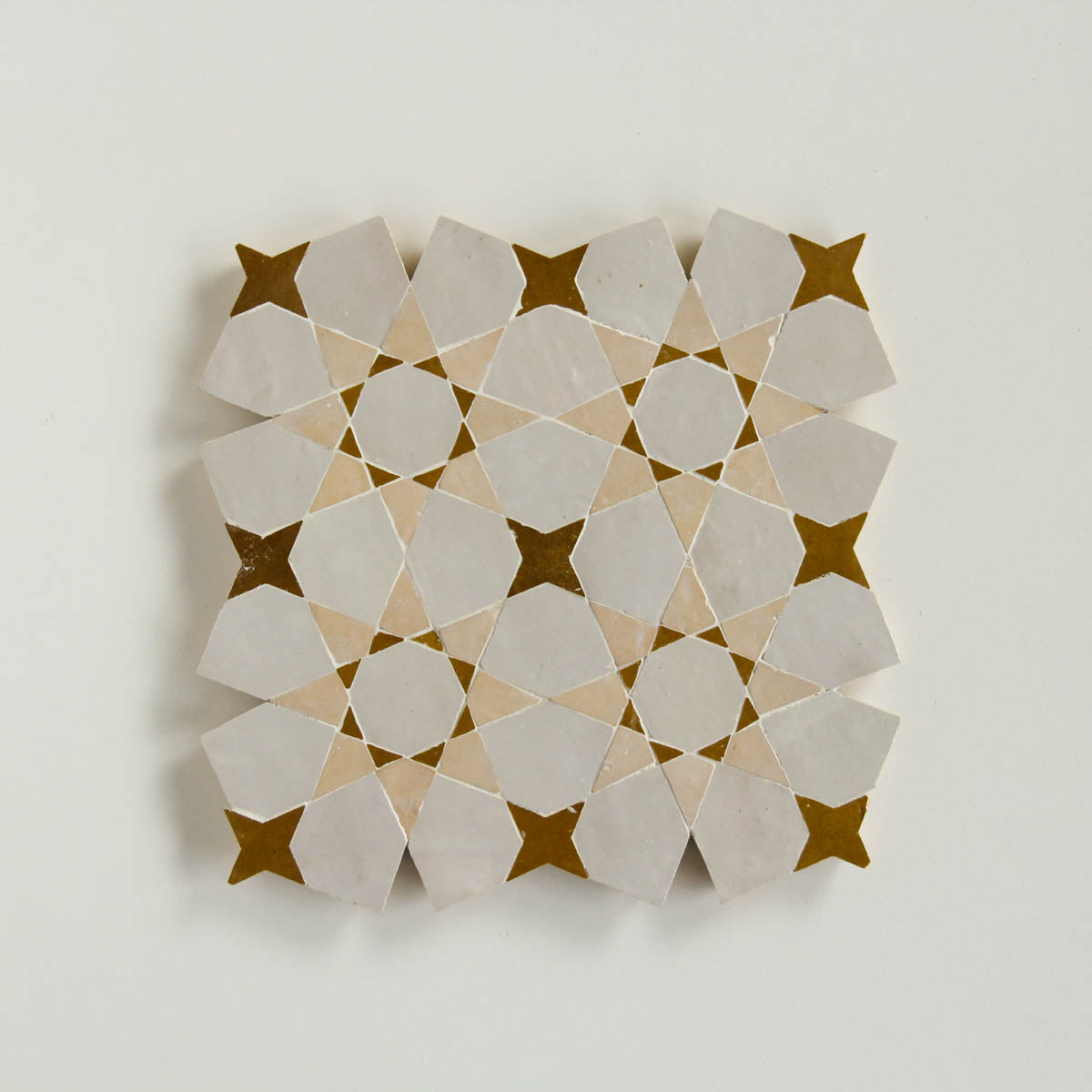 Moroccan Zellige Voluta Large Mosaic Large Format Dust + Clay + Manuka by Tiles of Ezra