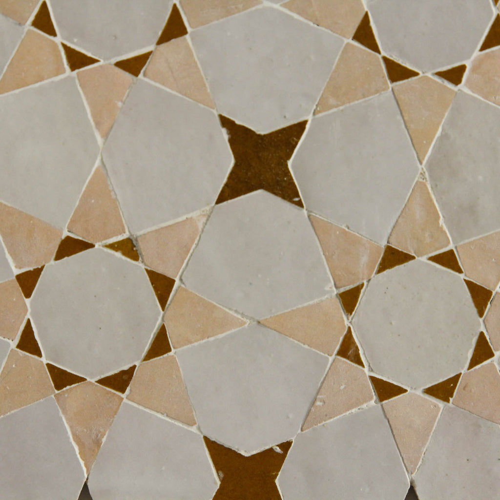 Moroccan Zellige Voluta Large Mosaic Large Format Dust + Clay + Manuka by Tiles of Ezra