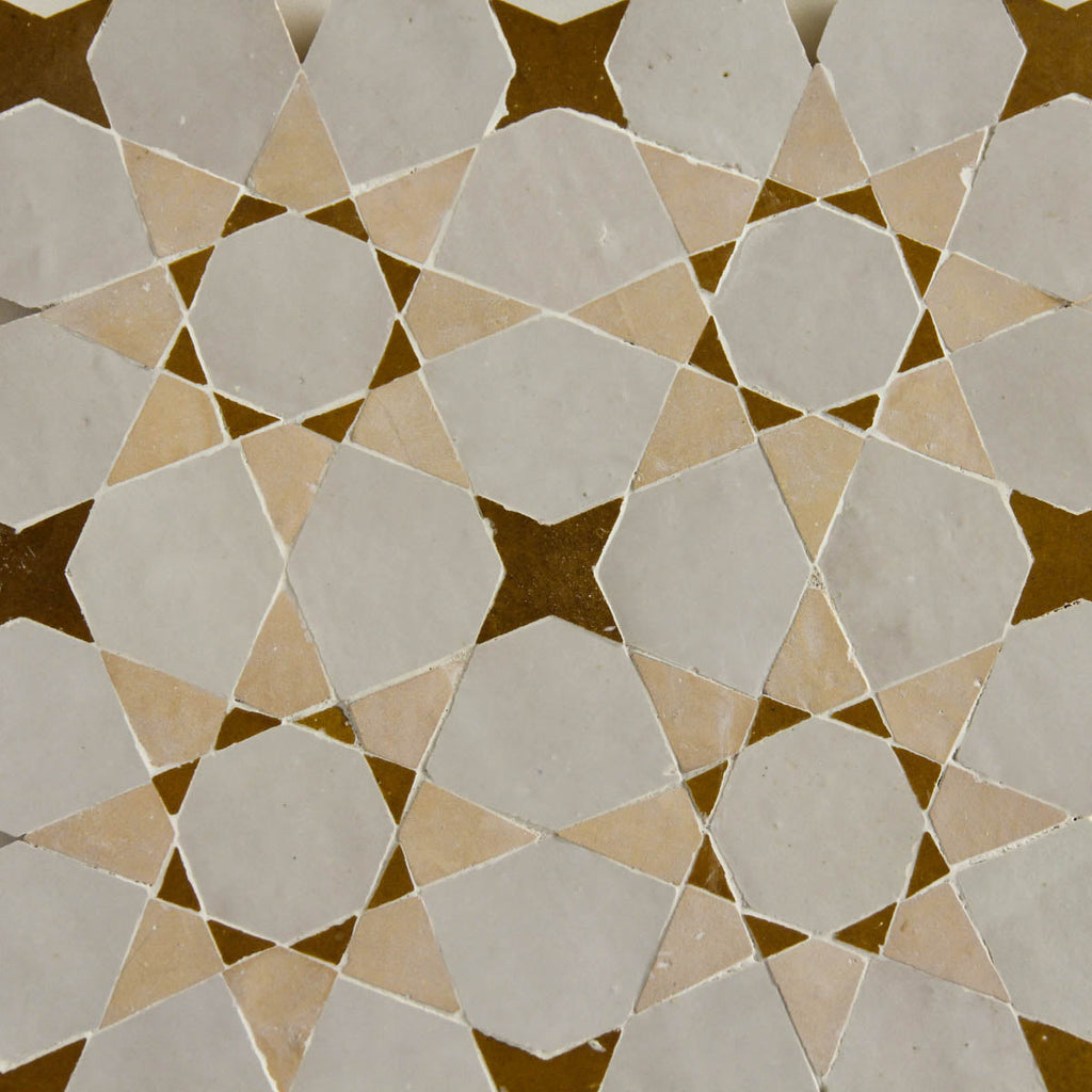 Moroccan Zellige Voluta Large Mosaic Large Format Dust + Clay + Manuka by Tiles of Ezra