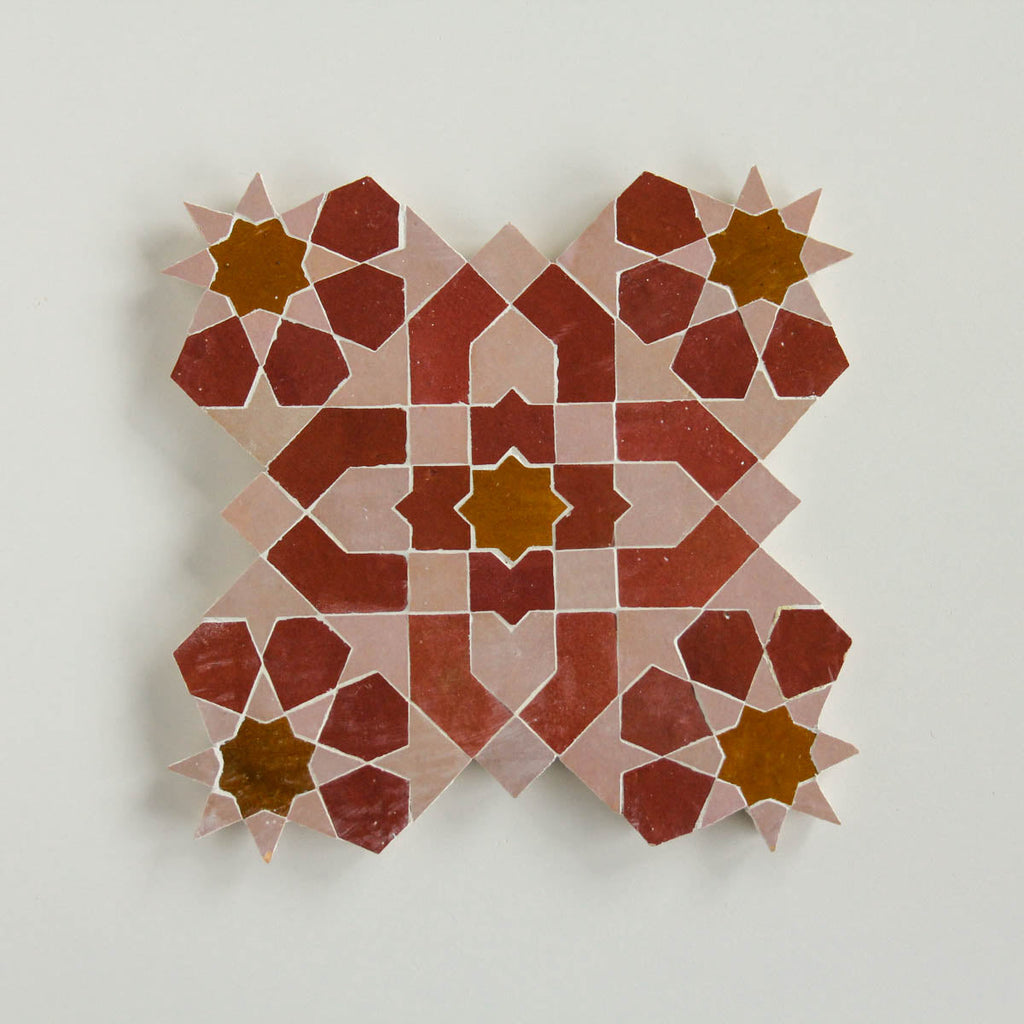 Moroccan Zellige Alcazar Large Mosaic Large Format Clay + Manuka + Moroccan Pink by Tiles of Ezra