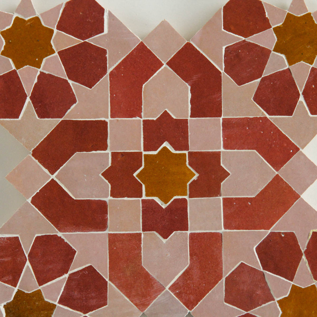 Moroccan Zellige Alcazar Large Mosaic Large Format Clay + Manuka + Moroccan Pink by Tiles of Ezra