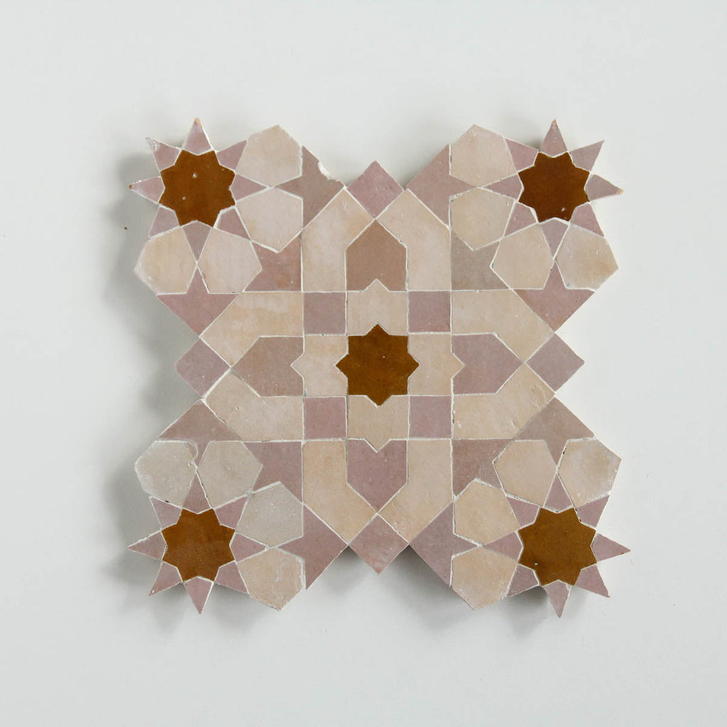 Moroccan Zellige Alcazar Large Mosaic Large Format Clay + Manuka + Moroccan Pink by Tiles of Ezra