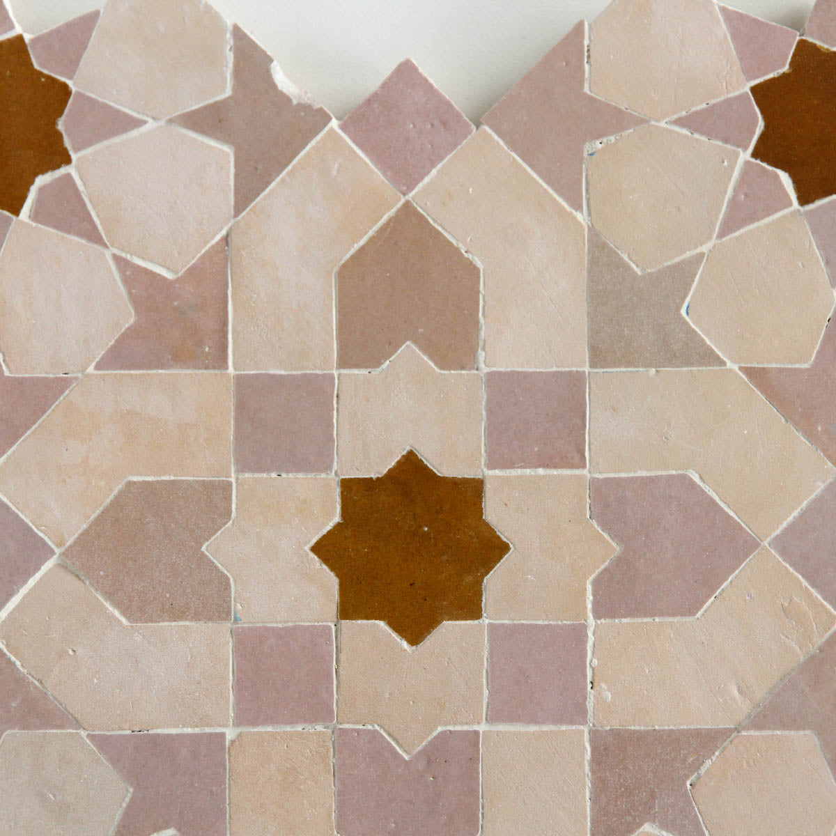 Moroccan Zellige Alcazar Large Mosaic Large Format Clay + Manuka + Moroccan Pink by Tiles of Ezra