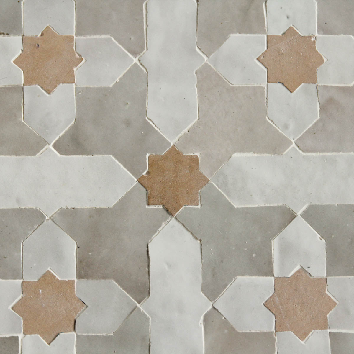 Moroccan Zellige Prisma Large Mosaic Large Format Snow + Dust + Clay by Tiles of Ezra