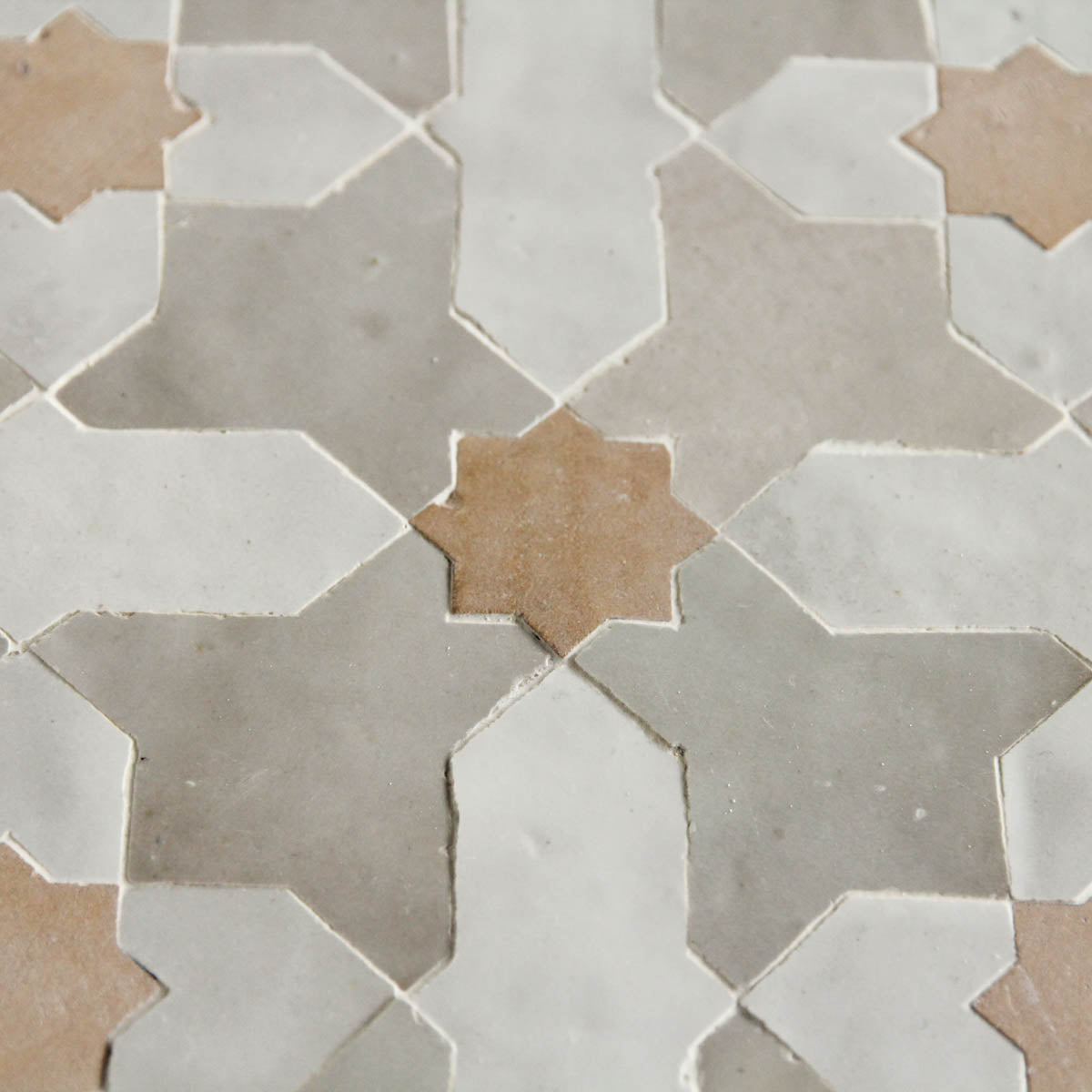 Moroccan Zellige Prisma Large Mosaic Large Format Snow + Dust + Clay by Tiles of Ezra