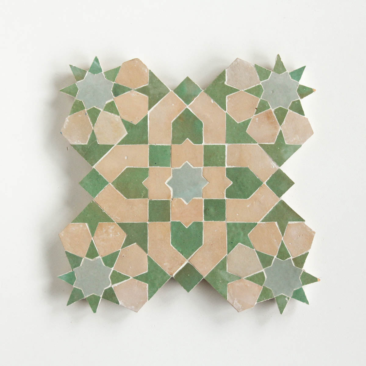 Moroccan Zellige Alcazar Large Mosaic Large Format Clay + Manuka + Moroccan Pink by Tiles of Ezra