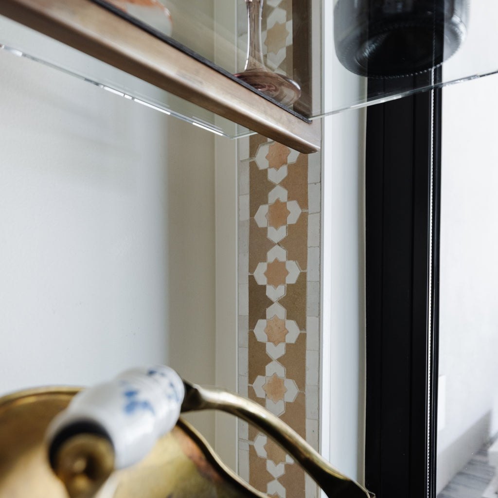 Moroccan Zellige Perfil Border Mosaic Snow + Clay + Latte by Tiles of Ezra