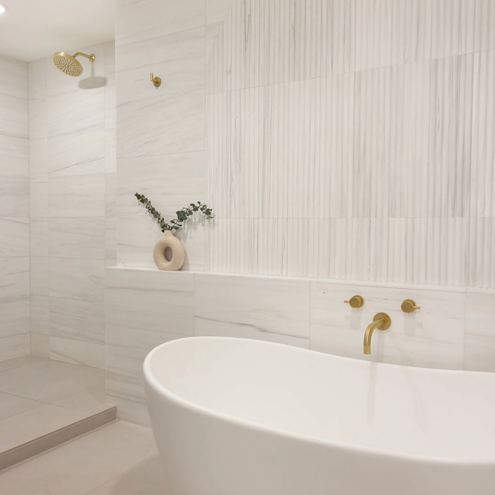 Bianco Dolomiti Classic Honed Marble Tile — 12 × 24 × 3/8 in
