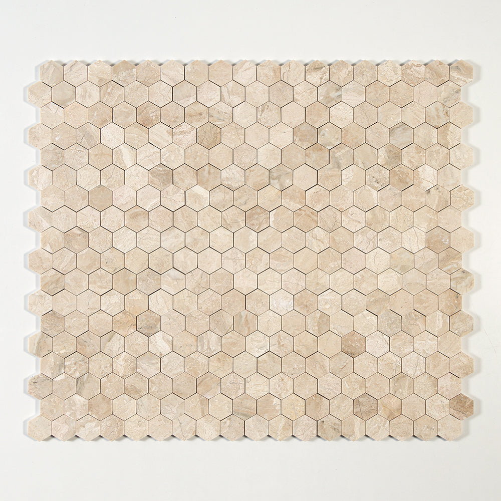 Diana Royal Polished Hexagon 2 Marble Mosaic — 10 3/8 × 12 × 3/8 in