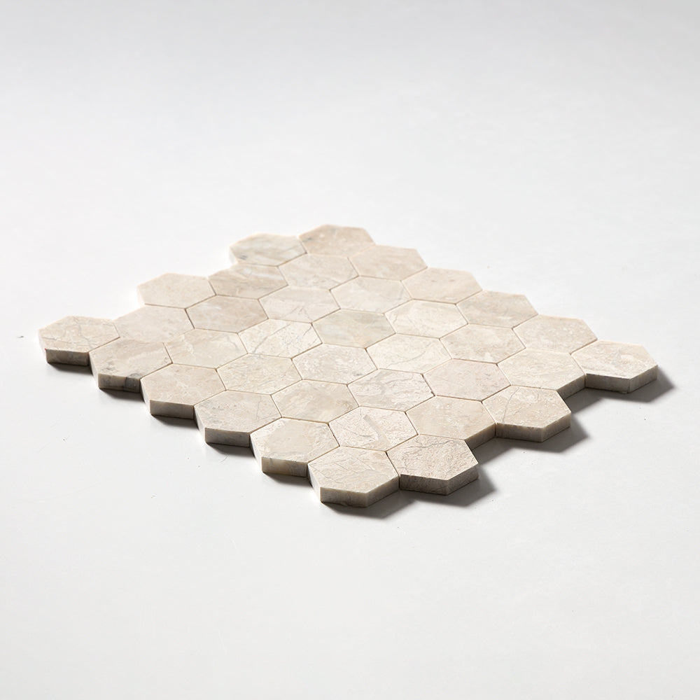 Diana Royal Polished Hexagon 2 Marble Mosaic — 10 3/8 × 12 × 3/8 in