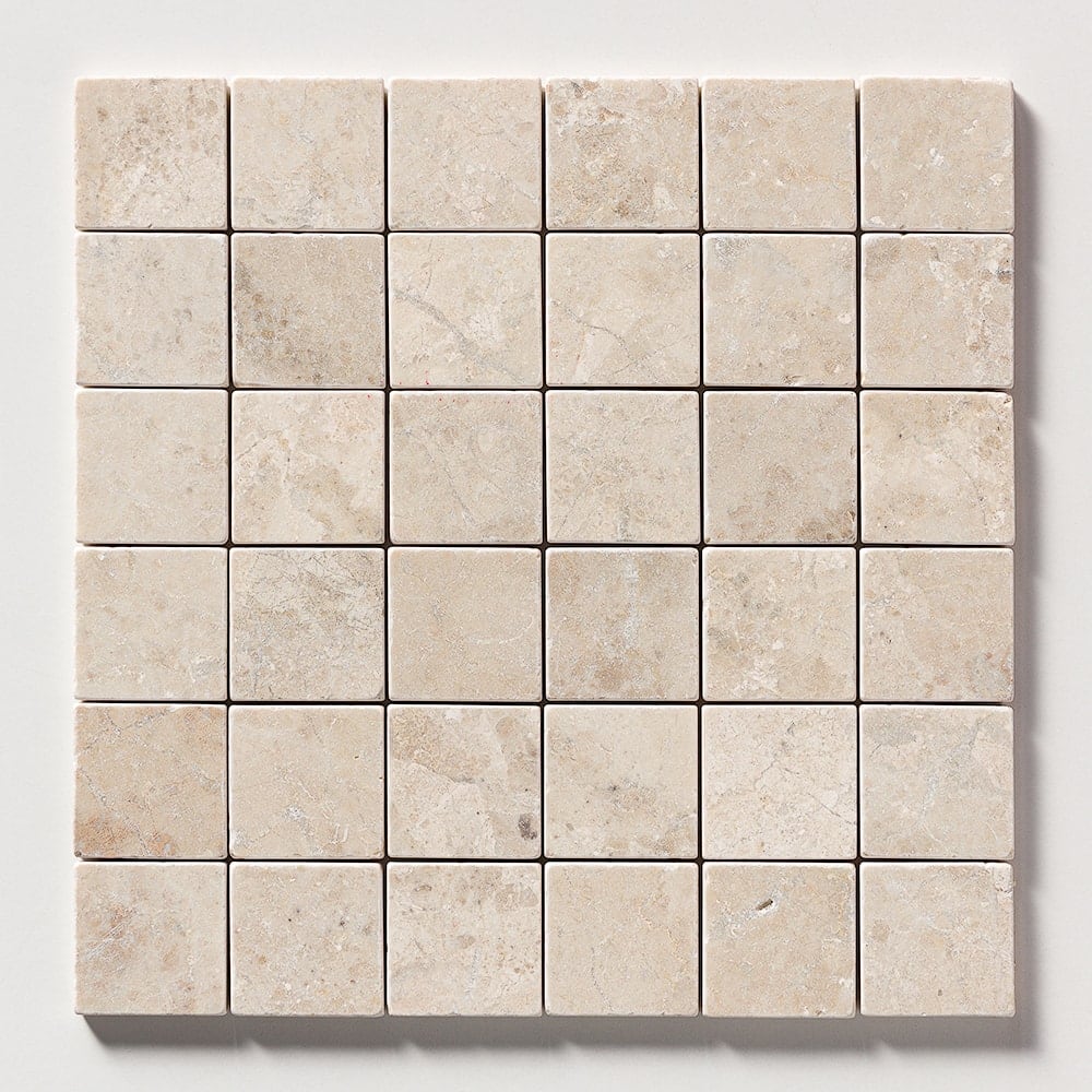 Diana Royal Tumbled 2x2 Marble Mosaic — 12 × 12 × 3/8 in