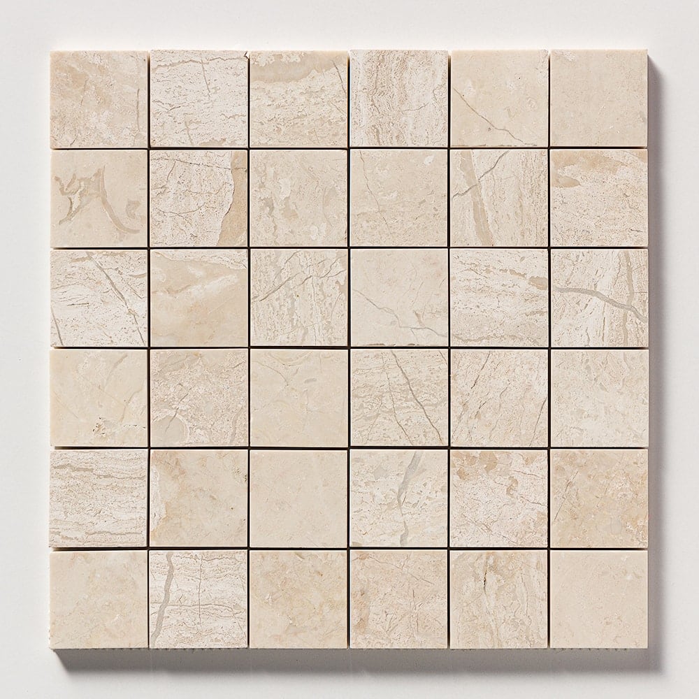 Diana Royal Honed 2x2 Marble Mosaic — 12 × 12 × 3/8 in