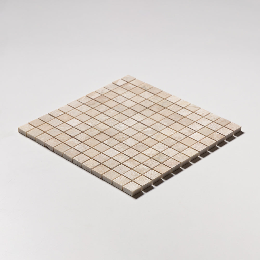 Diana Royal Honed 1x1 Marble Mosaic — 12 × 12 × 3/8 in