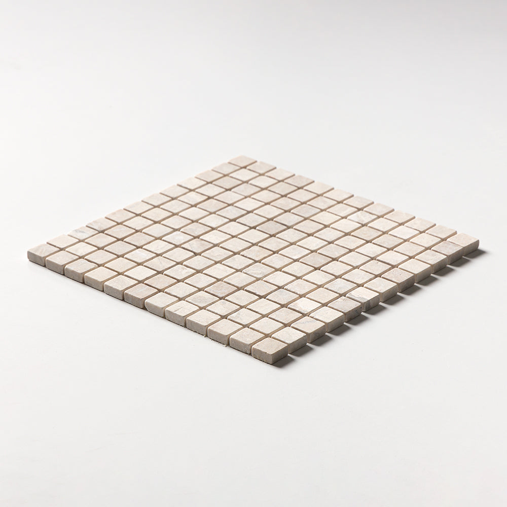 Diana Royal Tumbled 1x1 Marble Mosaic — 12 × 12 × 3/8 in