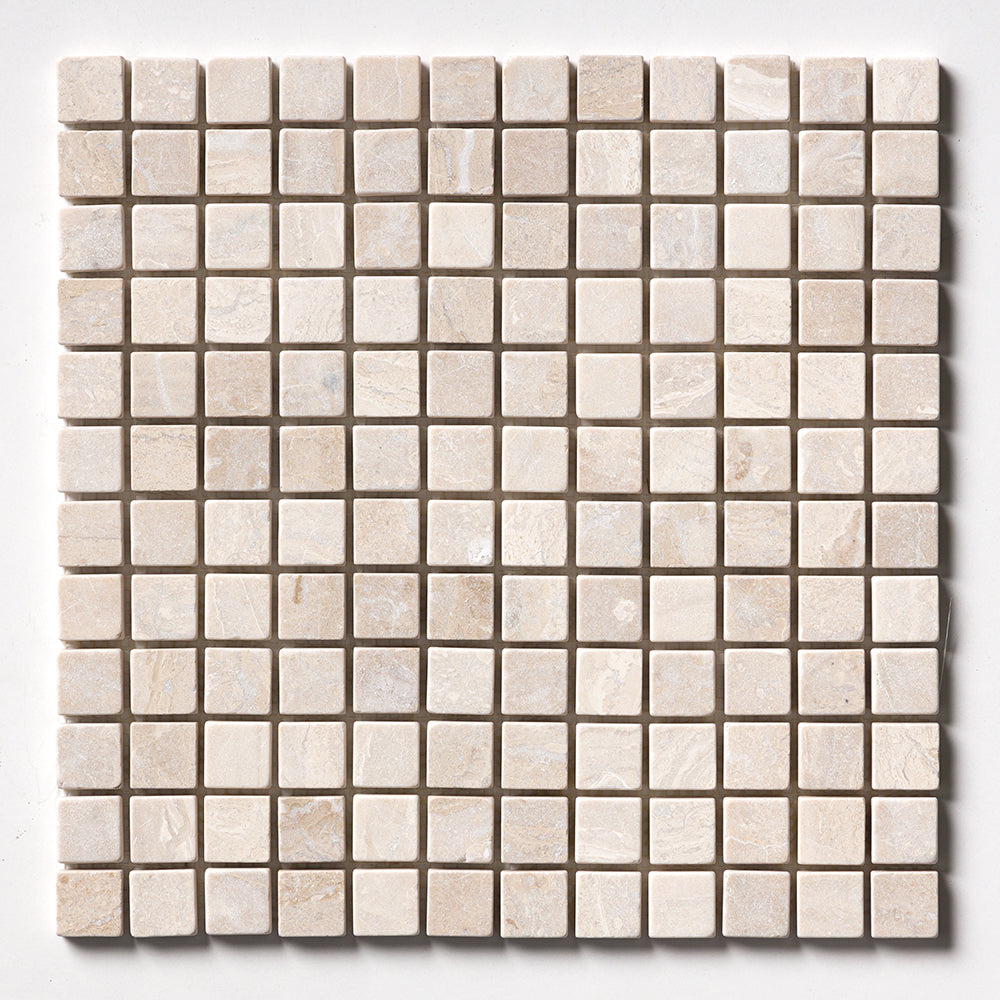Diana Royal Tumbled 1x1 Marble Mosaic — 12 × 12 × 3/8 in