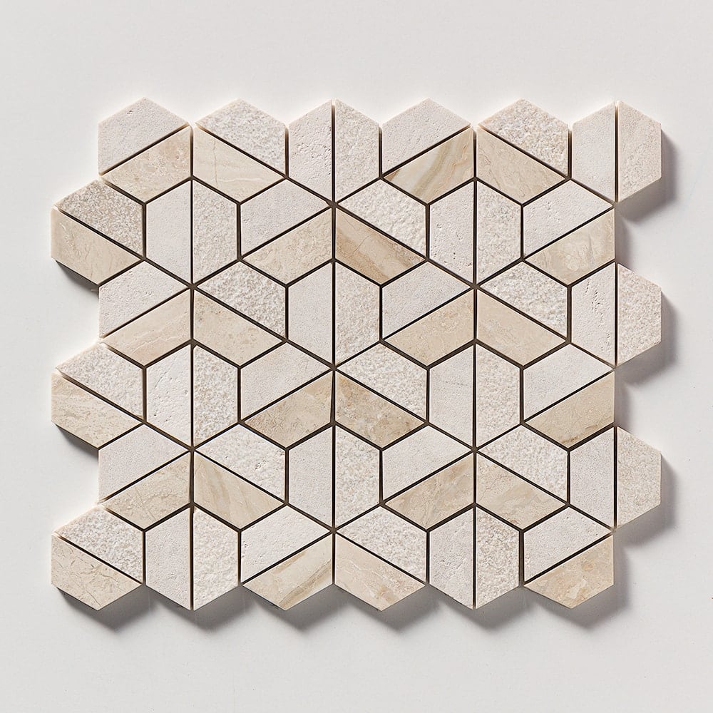 Diana Royal Textured 3d Hexagon Marble Mosaic — 10 3/8 × 12 × 3/8 in
