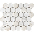 Diana Royal Textured Hexagon 2 Marble Mosaic — 10 3/8 × 12 × 3/8 in