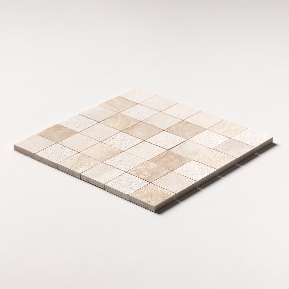 Diana Royal Textured 2x2 Marble Mosaic — 12 × 12 × 3/8 in