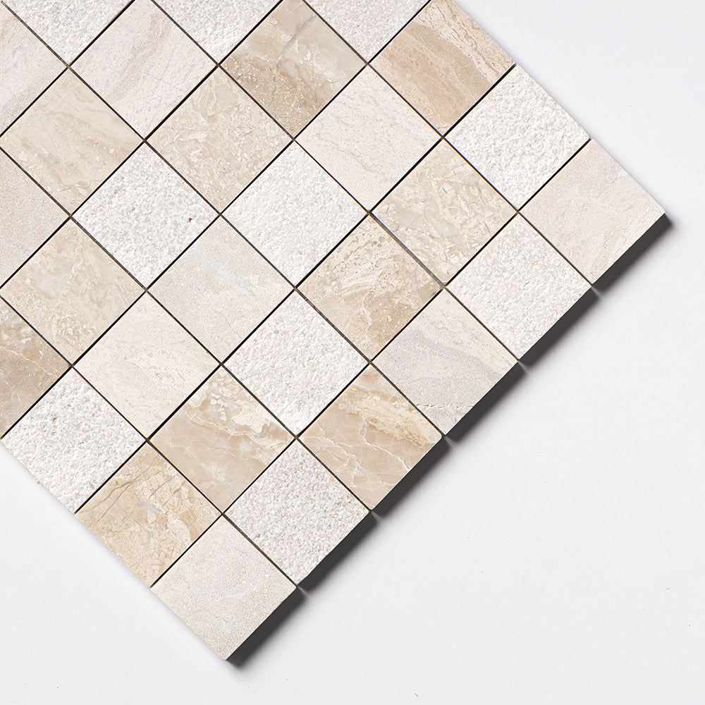 Diana Royal Textured 2x2 Marble Mosaic — 12 × 12 × 3/8 in