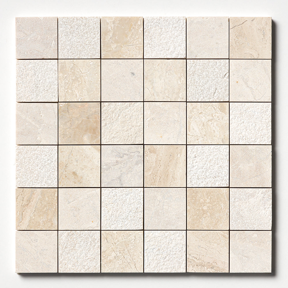 Diana Royal Textured 2x2 Marble Mosaic — 12 × 12 × 3/8 in
