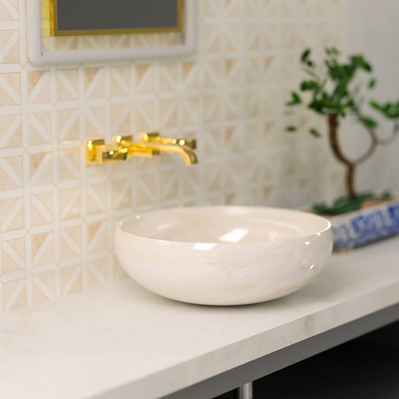 Diana Royal, Snow White Honed Classic Lattice Marble Mosaic — 14 3/4  ×  14 3/4 in