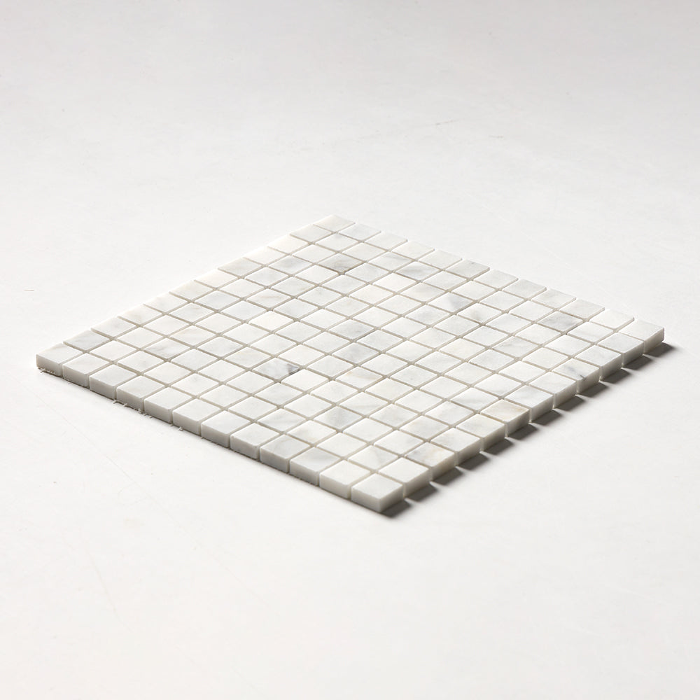 Calacatta Gold Royal Honed 1x1 Marble Mosaic — 12 × 12 × 3/8 in
