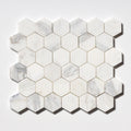 Calacatta Gold Royal Honed Hexagon 2 Marble Mosaic — 10 3/8 × 12 × 3/8 in