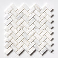 Calacatta Gold Royal Honed Herringbone 1x2 Marble Mosaic — 11 × 11 × 3/8 in