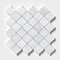 Bianco Dolomiti Classic Polished Arabesque Marble Mosaic — 12 × 12 × 3/8 in