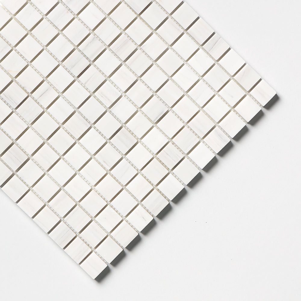 Bianco Dolomiti Classic Honed 1x1 Marble Mosaic — 12 × 12 × 3/8 in