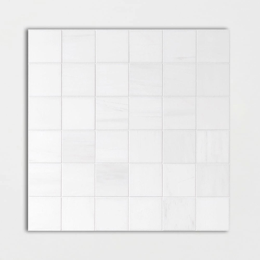 Bianco Dolomiti Classic Honed 2x2 Marble Mosaic — 12 × 12 × 3/8 in