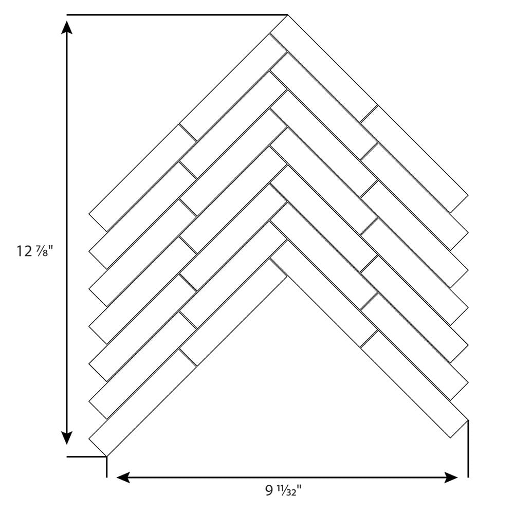 Bianco Dolomiti Classic Honed Large Herringbone Marble Mosaic — 12 7/8  ×  8 9/16 in