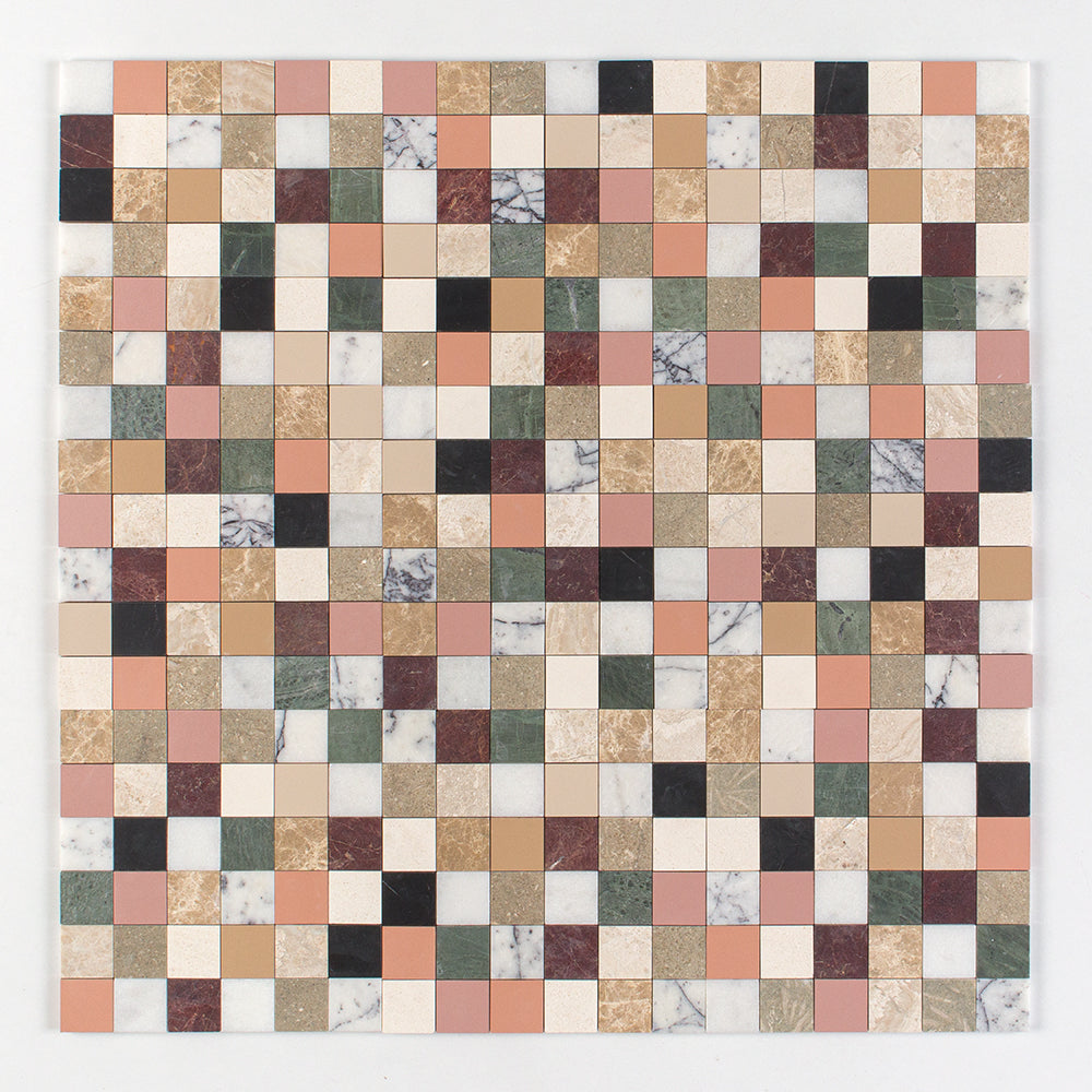 Blend Honed San Tropez Marble Mosaic — 12” × 12” × 3/8” in