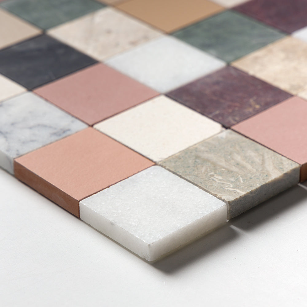 Blend Honed San Tropez Marble Mosaic — 12” × 12” × 3/8” in