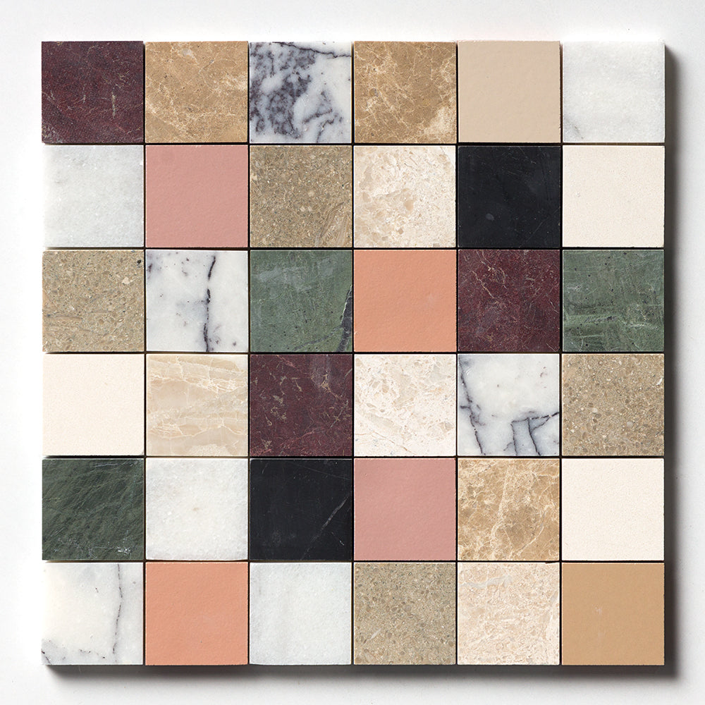 Blend Honed San Tropez Marble Mosaic — 12” × 12” × 3/8” in