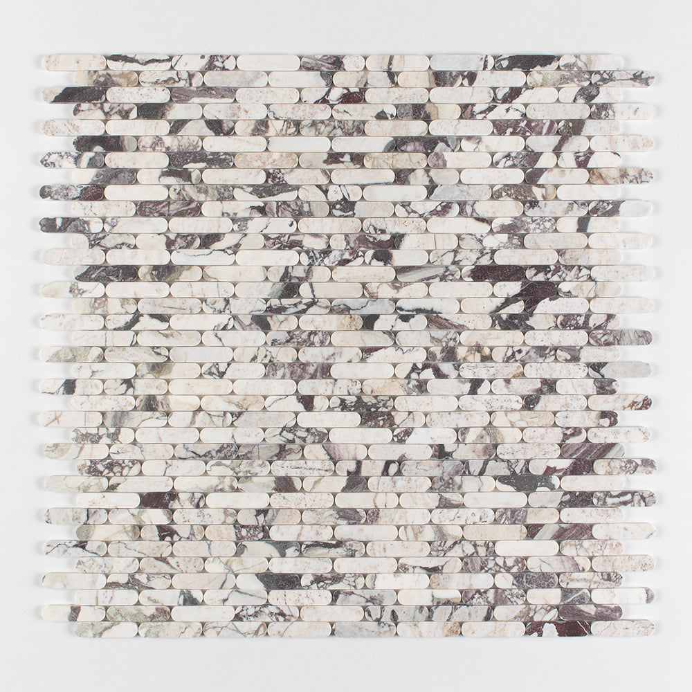 Calacatta Viola Honed Pill Marble Mosaic — 12 × 12 × 3/8 in